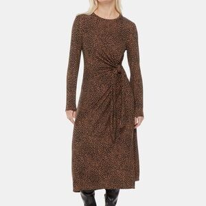 Chic Long Sleeve Brown Patterned Dress